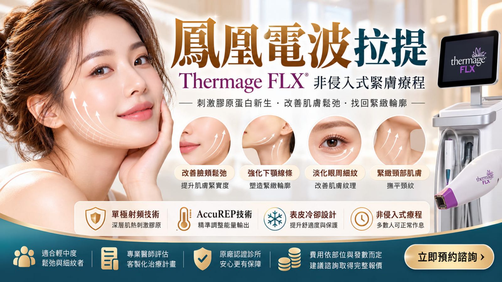 鳳凰電波拉提是什麼？Thermage FLX原理、緊緻效果、適合對象與療程費用一次了解